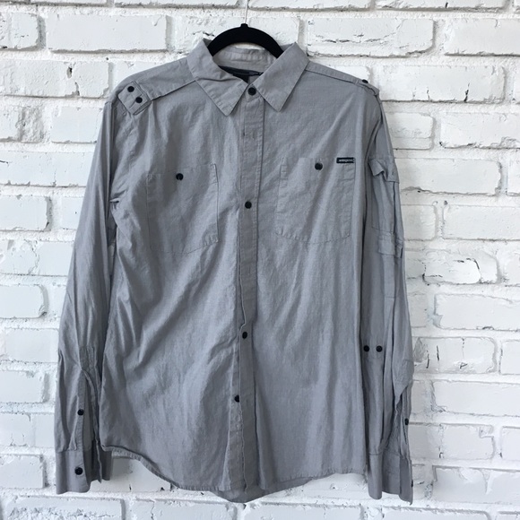 Ambiguous// Grey Mens Houndstooth Dress Shirt - Picture 1 of 8